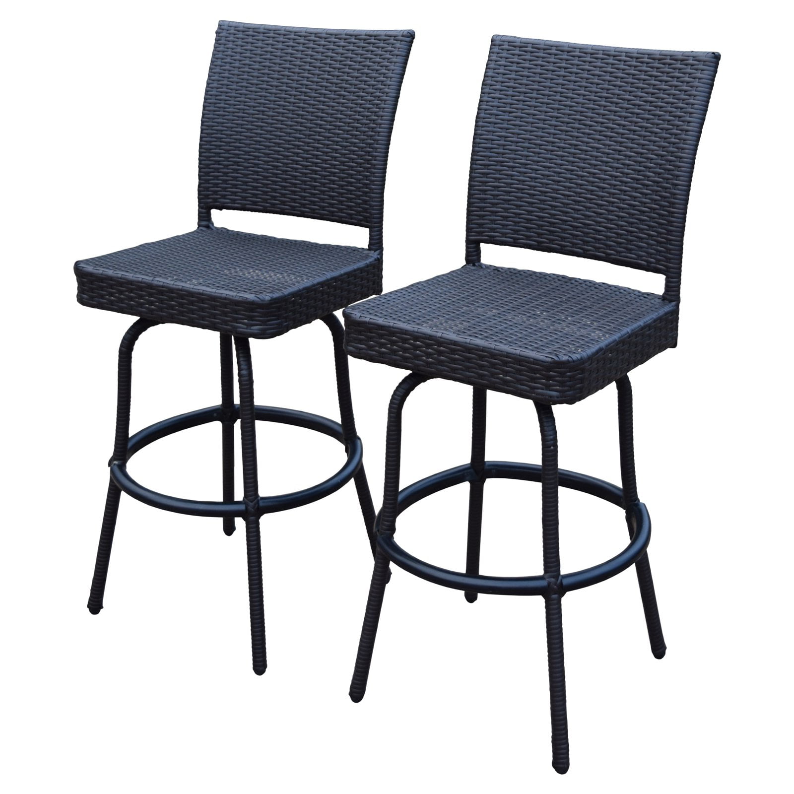 Oakland Living Elite Wicker Swivel Outdoor Bar Stool Set of 2