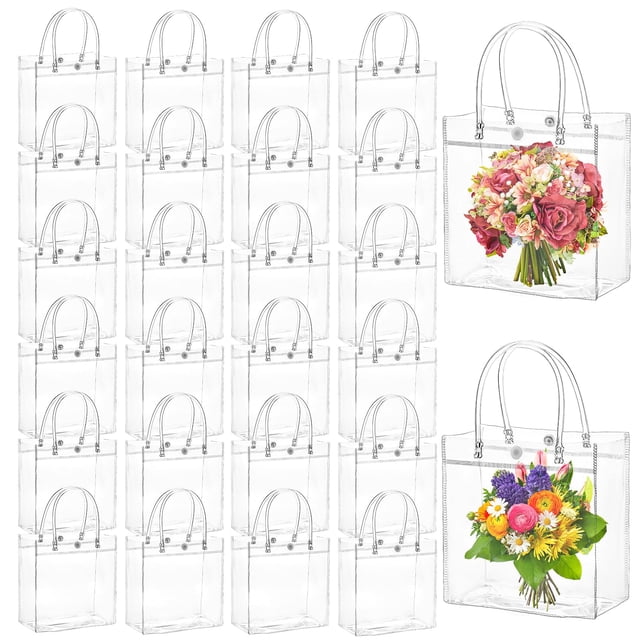 Bolsas de regalo ZENFUN de PVC transparente, paquete de 80 unidades, 16 x 15 x 7 cm, para fiestas, bodas