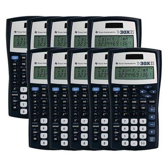 Texas Instruments TI-30X IIS Scientific Calculator - 2 Line(s) - LCD - Solar, Battery Powered (pack of 10) 30XIISTKT1L1B