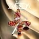 thumbnail image 2 of Juego de aretes y cadena ZVEZDA con dije en forma de mariposa plata mexicana ley .925 naranja, 2 of 5