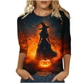 thumbnail image 3 of yoeyez Plus Size Shirts for Women Fall Halloween 3/4 Sleeve Tunics Funny Round Neck Casual Loose Tees Shirt Multicolor,XXXL, 3 of 6