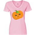 thumbnail image 3 of Inktastic Smiling Pumpkin, Halloween, Orange Pumpkin Women's V-Neck T-Shirt, 3 of 5