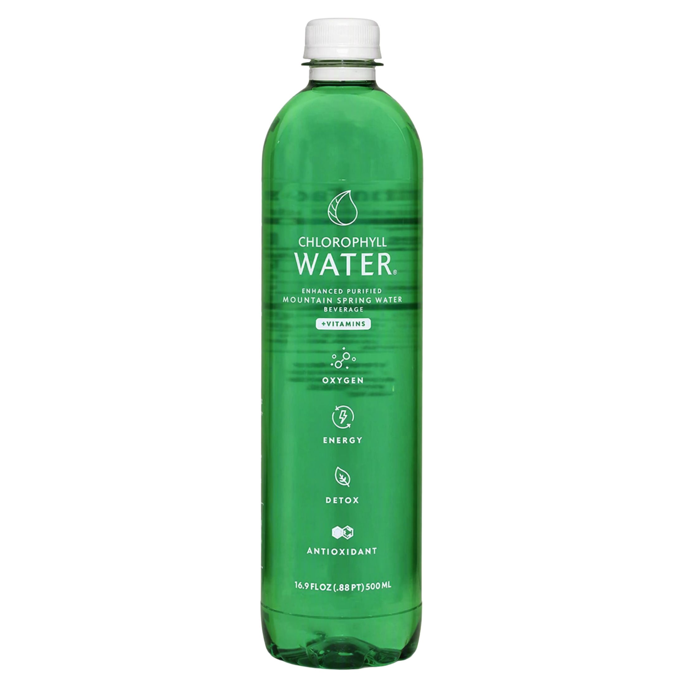 (12 pack) Chlorophyll Water in Purified Water Bottle, Plant-Based Vitamin Water, 16.9 fl oz Single Bottle