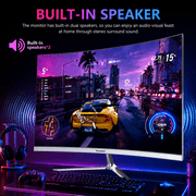 Gawfolk 24.5 Gaming Monitor Curved 1080P 120Hz with Built-in Speakers,Upports 75×75mm Wall Mount, Black