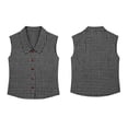thumbnail image 2 of Womens Gingham Sleeveless Blouse Button Down Loose Fit Plaid Fashion Tank Top Trendy Collared Casual Summer Office Vacation Shirt, Black L, 2 of 8