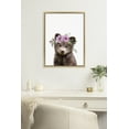 thumbnail image 5 of Kate and Laurel Sylvie Flower Crown Bear Framed Canvas Wall Art by Amy Peterson Art Studio, 18x24 Bright Gold, Cute Animal Art for Wall Decor, 5 of 6