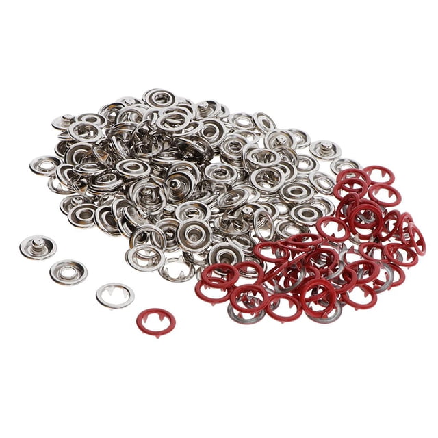 Abbracc 50 Sets Hollow Five Claw Button Prong Snap Buttons Iron Fasteners Red