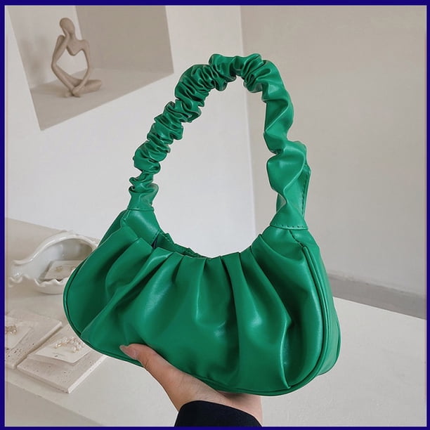 blind492 Mujeres Plisado Axilas Bolso De Moda Simple Con Hebilla Magnética Color Sólido Hombro De Cuero Pu