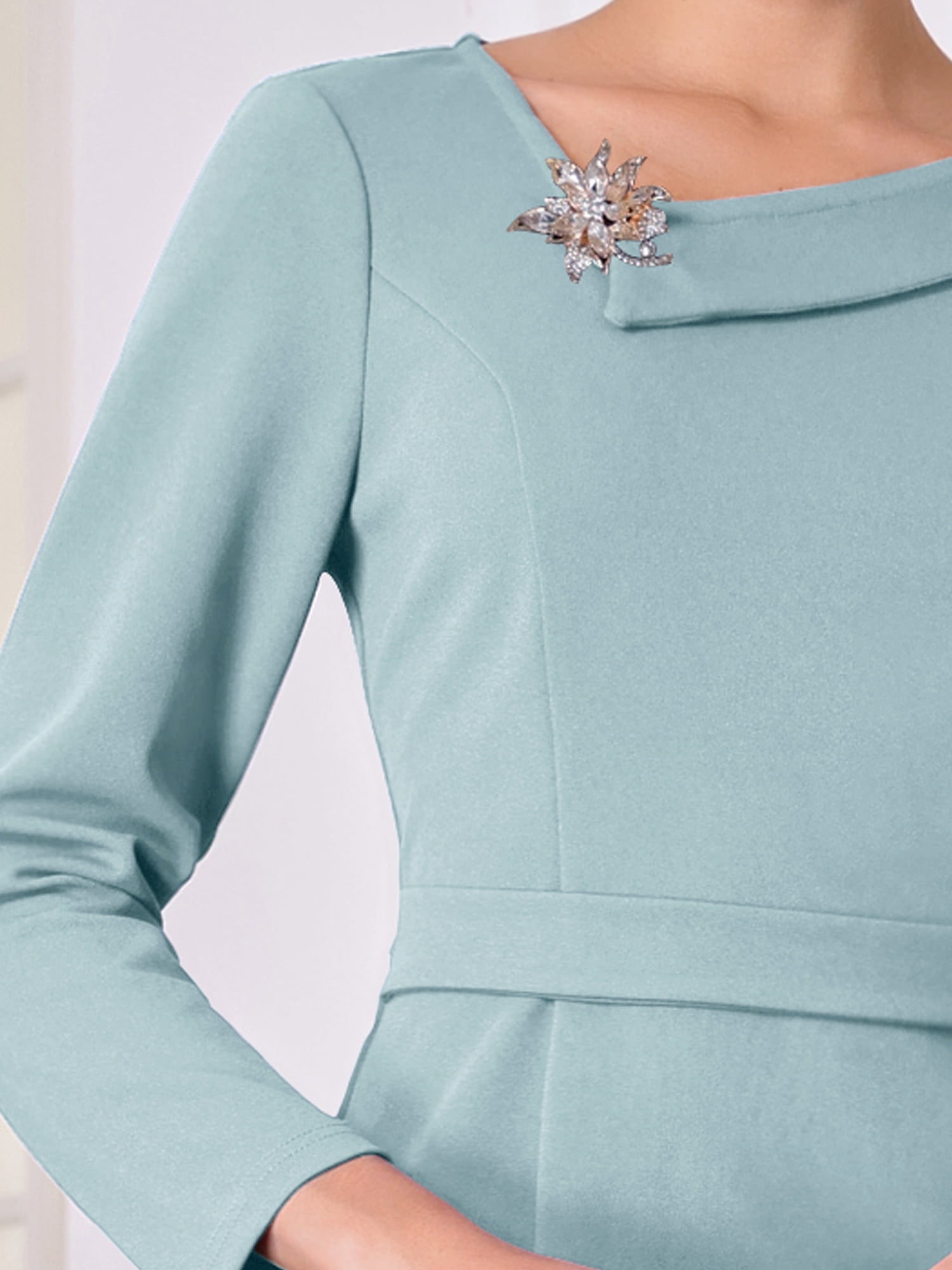 DARING DIVA Sheath Dress Asymmetrical Neckline Pencil Dress XL Light Blue