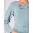 thumbnail image 3 of DARING DIVA Sheath Dress Asymmetrical Neckline Pencil Dress XL Light Blue, 3 of 5