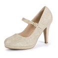thumbnail image 1 of Zapatos IDIFU Gold Glitter Mary Jane Tacones de aguja para mujer, 1 of 6