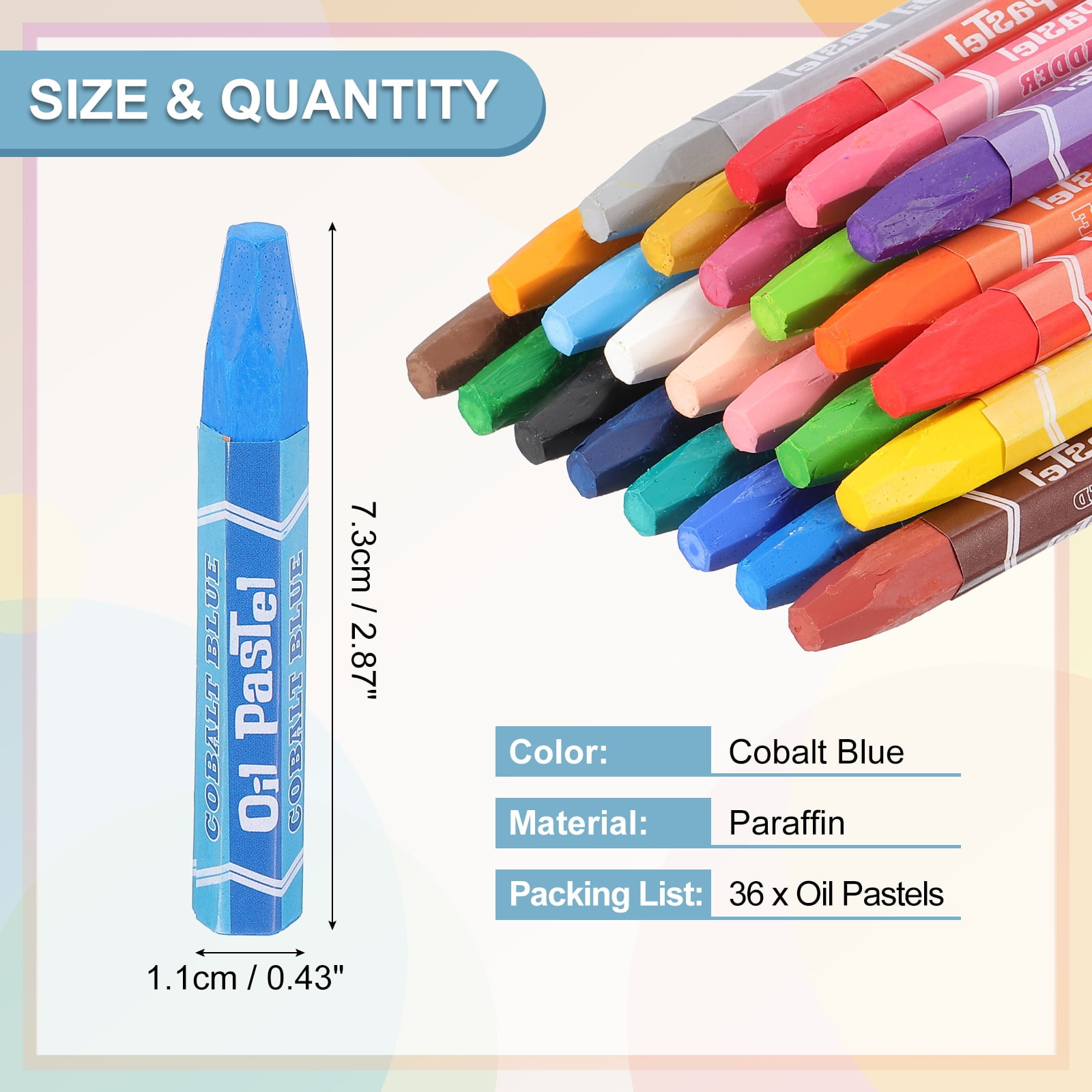 Uxcell Cobalt Blue Oil Pastels, 36Pcs Soft Oil Crayons Vibrant and Creamy Pastels Stick Art Supplies for Art Painting Drawing Blending Graffiti for Artists Beginners