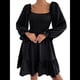 thumbnail image 1 of Vestido Mini de Fiesta Fluido con Escote Cuadrado, Larga, Volantes y Farol para Mujer Negro M, 1 of 9