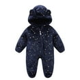 thumbnail image 2 of ERkkoi Newborn Boys Girls Romper Baby Onesies Bear Outfit Suit Fleece Jumpsuit Romper Hooded Winter Snowsuit Clothes Blue 6-9 Months, 2 of 4
