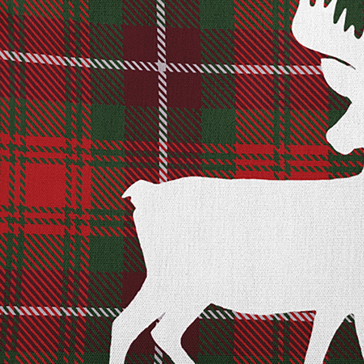 16" x 16" Simply Daisy Tartan Reindeer Polyester Indoor/Outdoor Pillow, Christmas Burgandy Qty 1