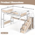 thumbnail image 2 of Leumius Queen Size Metal Loft Bed with Built-in Desk & Power Outlet, LED Strip, Industrial Metal Loft Bed Frame with Pegboard & Mesh Storage Baskets, Storage Stairs with Wardrobe, White, 2 of 9