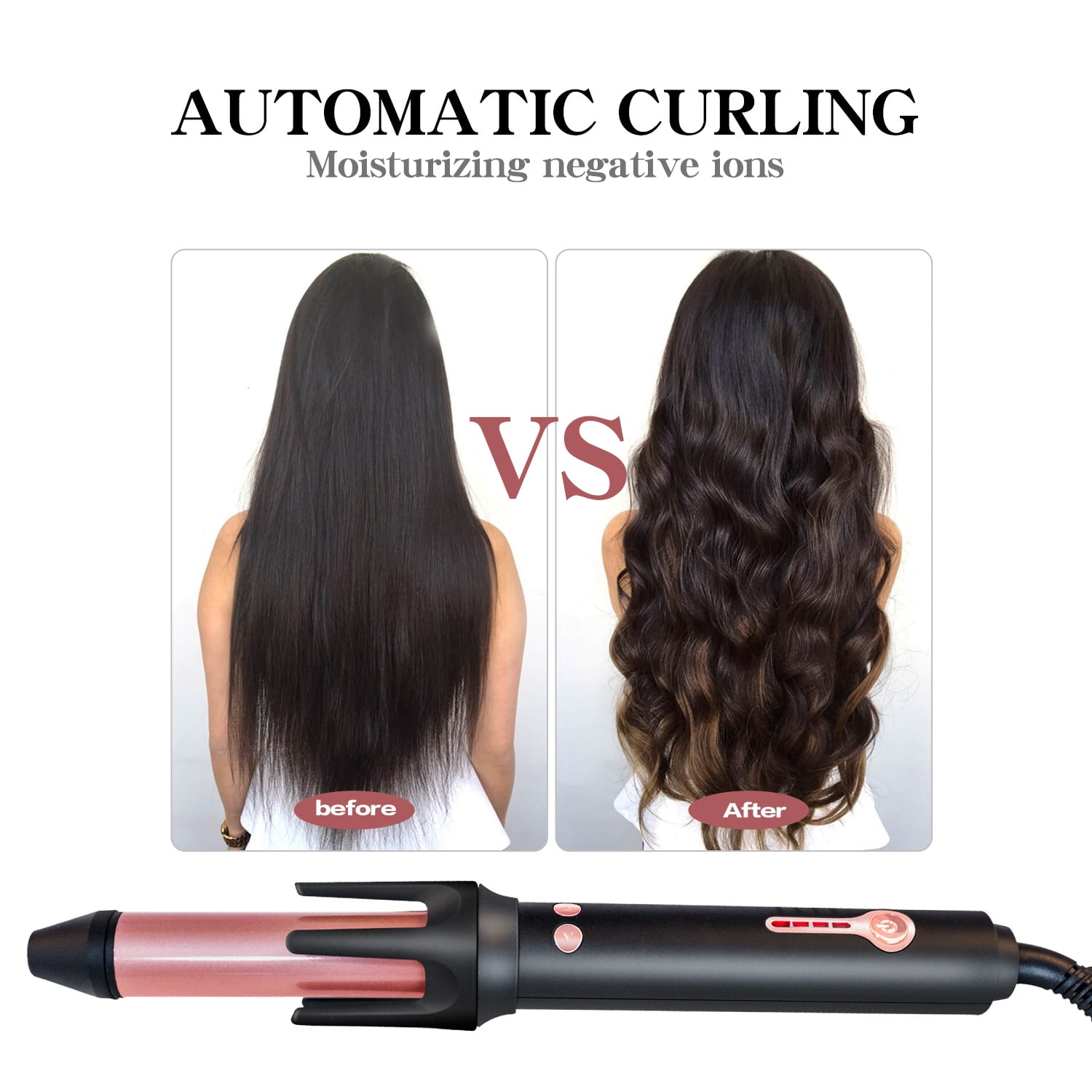 Fully automatic anti-scalding, drying and wet dual-purpose curling appliance ceramic black inner buckle large wave spiral electric hair rod curling rod