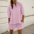 thumbnail image 2 of TYGHBN Womens Shorts Sets 2 Piece Outfits Summer 2025 Half Sleeve Crew Neck Sets Matching Clothing Two Piece Summer Clothes for Women Swim Shorts Suit Women Swim Suits Two Piece Women Cute Swimsuits, 2 of 4