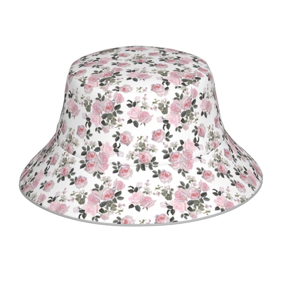 Kll Rose Flowers Bucket Hat for Women Men Packable Travel Beach Sun Hat Outdoor Rave Accessories Reflective Fisherman Cap