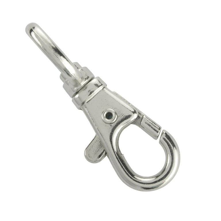 Bulk 100 Pack - Premium Metal Lobster Claw Clasps - Wide 3/4 inch D Ring - 360 Swivel Trigger Snap Hooks by Specialist ID, Silver