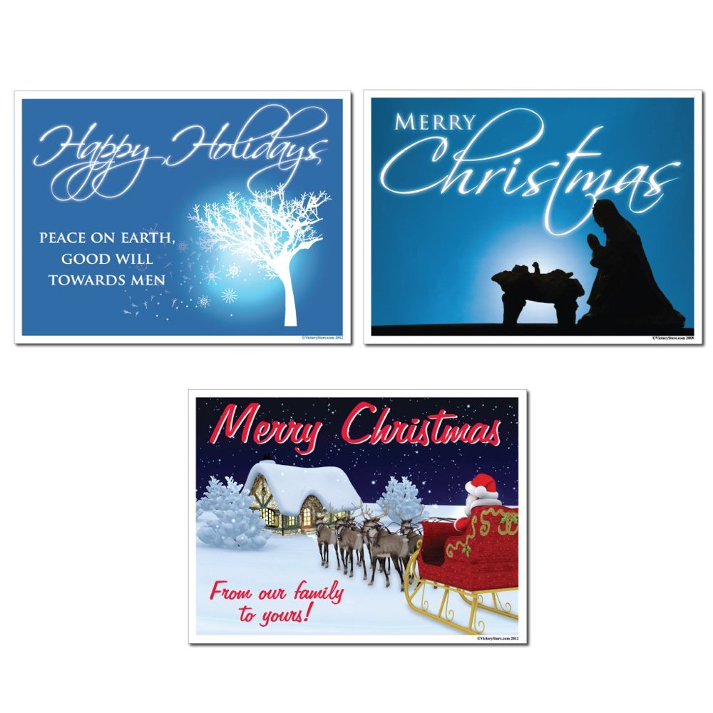 Merry Christmas Yard Sign Set of 6 (3 Different Signs) - Yard Stakes