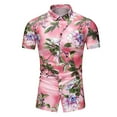 thumbnail image 2 of CEHVOM Chemise Hawaïenne à Manches Courtes pour Hommes, Col Montant, Imprimée, Décontractée, Boutonnée, Été, 2 of 5
