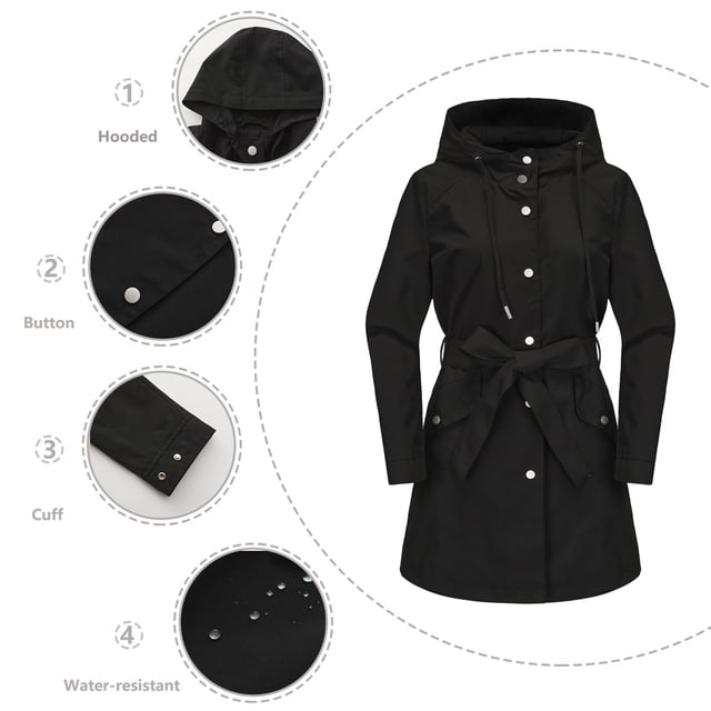 TIMIFIS Manteau de Pluie Léger pour Femmes Imperméable Imperméable pour Femmes à Fermeture Éclair Manteau de Pluie Compact Coupe-Vent à Capuche pour la Randonnée le Vélo la Course