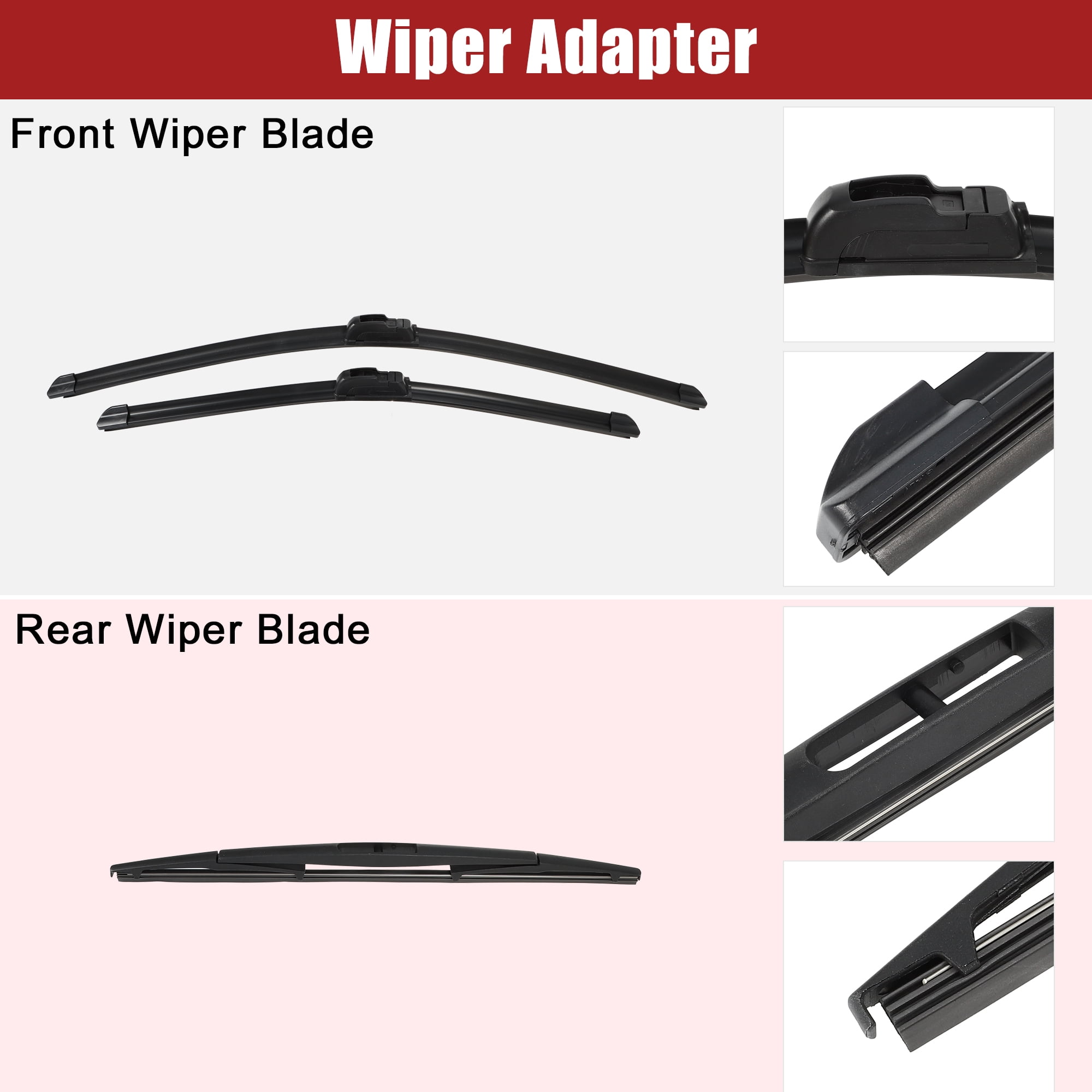 Unique Bargains 3 Pcs 26" 22" 16" Front Rear Windshield Wiper Blade Set Fit for Honda Odyssey with J / U Hook Black