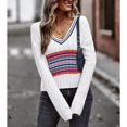 thumbnail image 3 of Suéter De Punto,Suéter Bolck De Color Suéter Informal De Punto Jersey con Cuello En V Rendimiento Finamente Afinado, 3 of 6