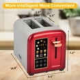 thumbnail image 2 of SEEDEEM Toaster 2 Slice, Stainless Steel Bread Toaster with Touch LCD Display, 50% Faster Heating Speed, 6 Bread Selection, 7 Shade Settings, 1.5'' Extra Wide Slots Toaster, 1350W, Dark Cherry, 2 of 7