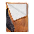thumbnail image 2 of Horses Soft Flannel Fleece Blanket, Portrait of Galloping Friesian Horse with Hot Sun Rays Intensity Honor Grace Theme, Cozy Plush for Indoor and Outdoor Use, 50" x 60", Black Orange, by Ambesonne, 2 of 5