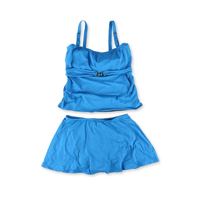 Falda de Hardware de talla grande Michael Kors Tankini de 2 piezas azul 16W