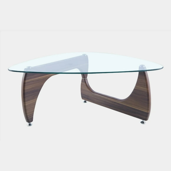 Finex Noguchi Style Glass Coffee Table 43" Walnut
