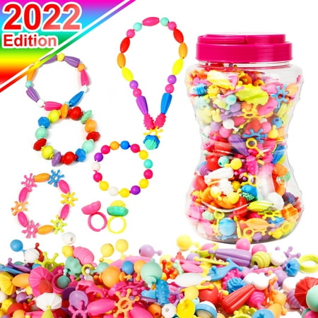 Jewelry Kit Toys for Girls 3-6 Years Snap Pop Beads 520PCS DIY Fashion Fun Necklace Ring Bracelet Art Crafts Toys