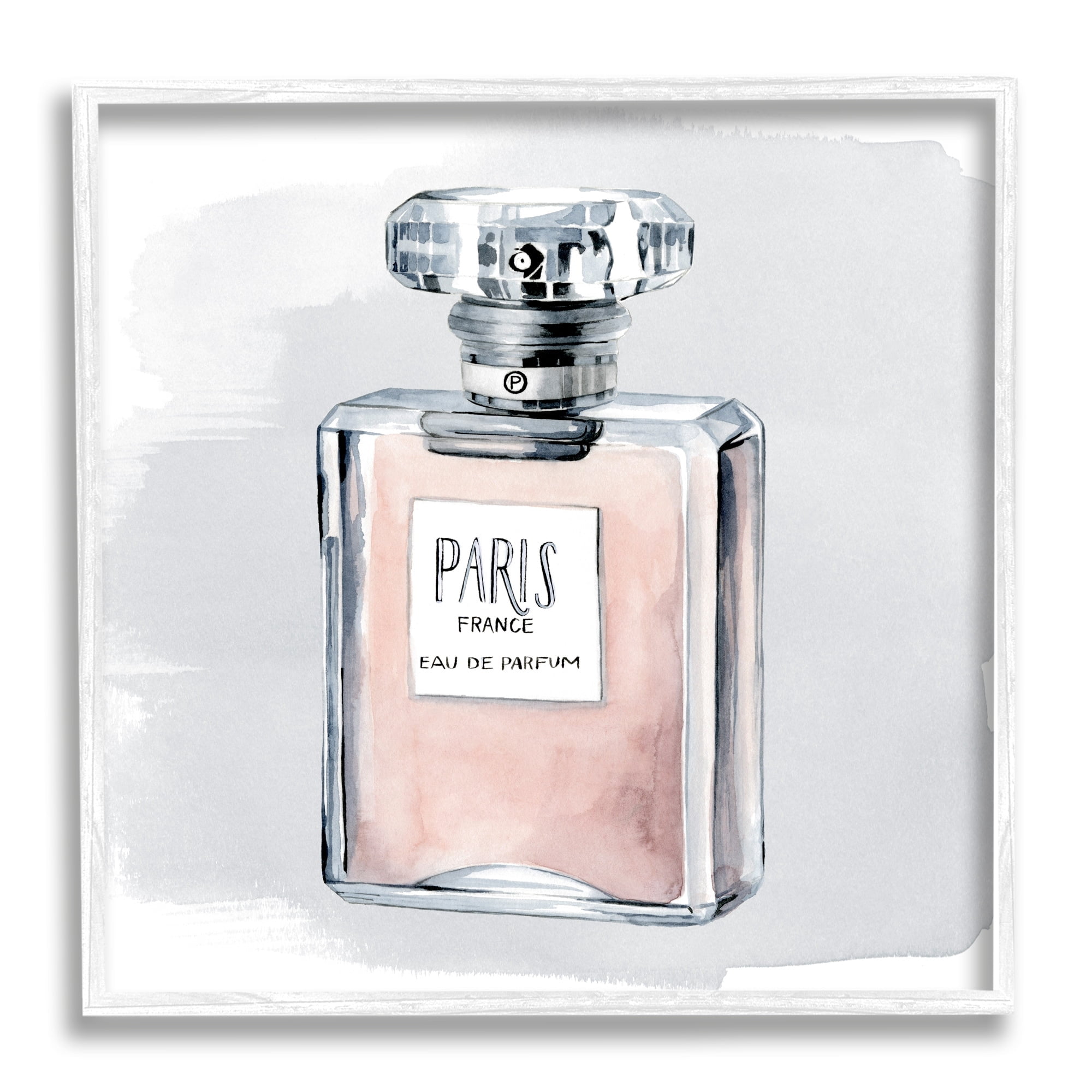 Stupell Industries Glam Perfume Bottle Pink Paris Watercolor Detail Framed Wall Art, 24 x 24, Design by Grace Popp