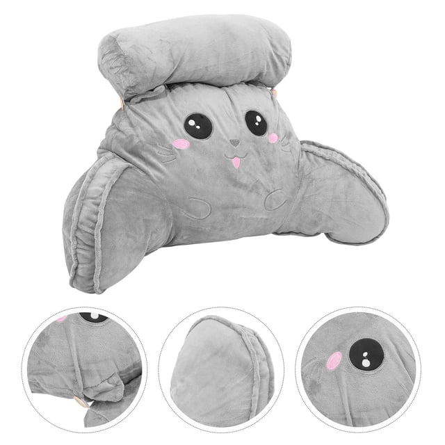 Phenofice 1Pack Adjustable Backrest Pillow Back Support for Bed Office Sofa Grey Plush PP Cotton 24.0X13.8X5.5In