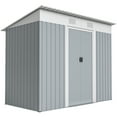 thumbnail image 1 of Outsunny 7' x 4' Metal Outdoor Storage Shed w/ Sliding Doors Grey, 1 of 10