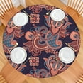 thumbnail image 2 of Vintage Paisley Round Tablecloth Elastic Fitted Waterproof Dining Table Cover, Windproof & Scratch-Resistant, Retro Boho Chic Design for Indoor/Outdoor Use, 2 of 5