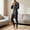 Gray, variant on Men's Button Front Long Sleeve One Piece Thermal Onesie Pajama Jumpsuits, Slim Fit Closed Crotch Union Suit Sleepwear Base Layer