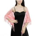 thumbnail image 4 of Ladiery Triangle Lace Shawls and Wraps for Evening Dresses with Tassels for Evening Party Mesh Wedding Shawls, 4 of 7
