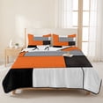 thumbnail image 3 of Twin Quilt Set 68''x86'', Burnt Orange Black Grey Lightweight Bedspread Coverlet Set with 2 Pillow Shams, Modern Irregular Geometric Abstract Breathable All Season Quilt Bedding for Dorm/Bedroom, 3 of 9