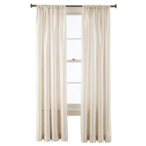 MR2 Ivory 2-PC Set rod pocket faux silk window curtain treatment set of two 2 solid semi sheer voile panels 55' W x 95' L (Each)