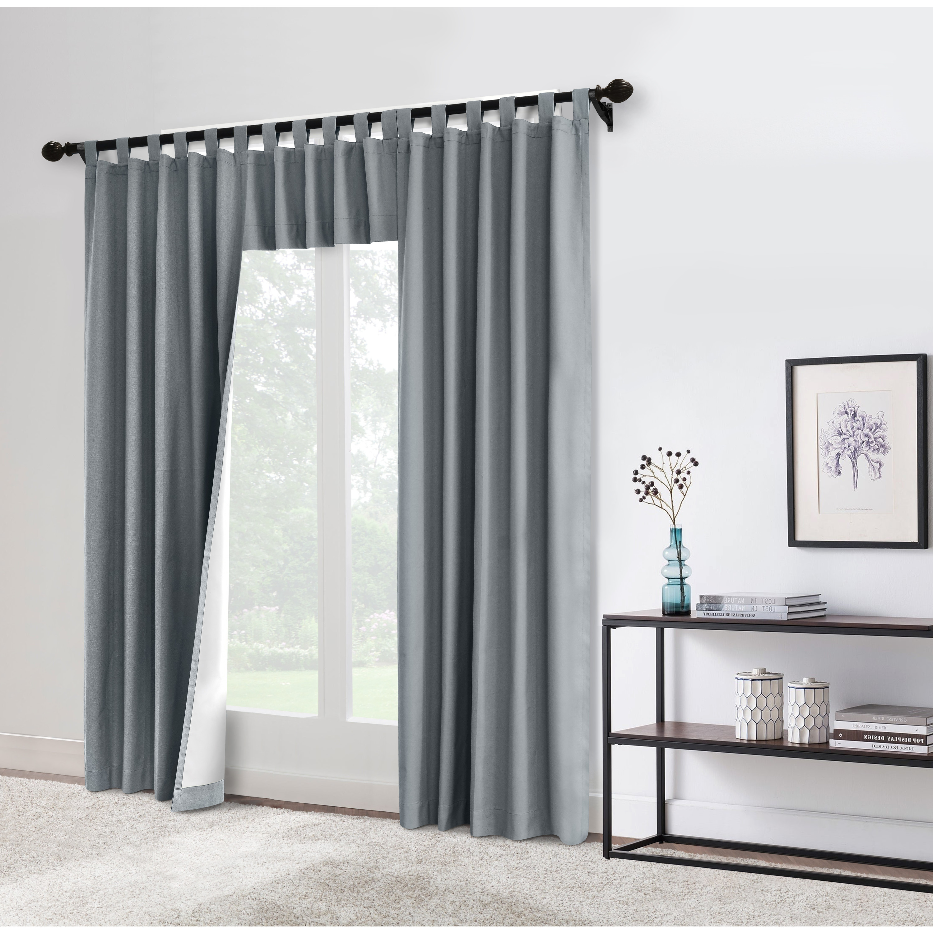 Winmate Insulated Cotton Tab Top Valance 40" x 15" in Dolphin Grey