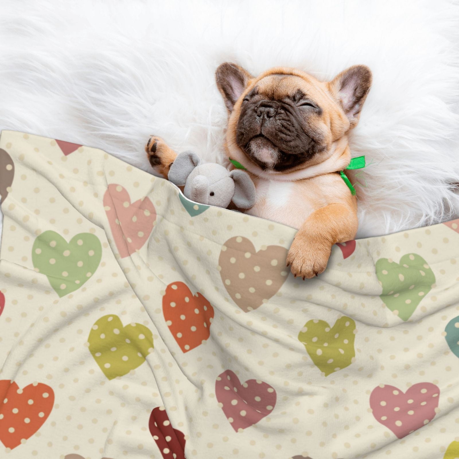 Naloa Heart Polka Dot Dog Blanket, 3 Sizes Cat Blanket for Indoor Cats Large Medium Small Dog Gifts-Large