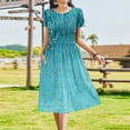 thumbnail image 6 of Tnhcen Women's Casual Floral Short Sleeve Midi Dress Plus Size S-2XL Stretchy Fabric, Soft Breathable Pocket Design, Affordable Casual Women's Dress, 6 of 9
