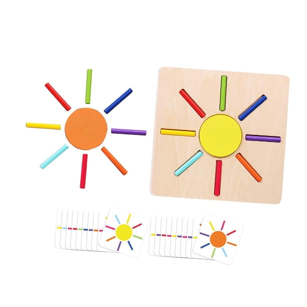 Juguete sensorial de madera para clasificar colores, rompecabezas de madera para aprender a clasificar colores, juguete de coordinación mano-ojo suave