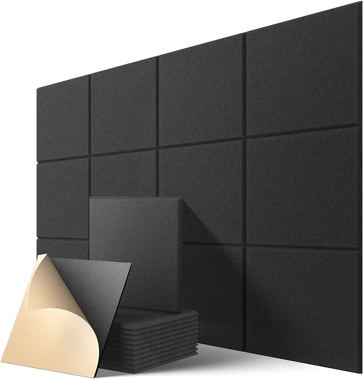 Soundproof Wall Panels, Kuchoow 12 Pack SelfAdhesive Acoustic Panels