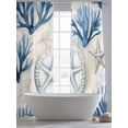 thumbnail image 5 of Sky Blue Coral Sheer Curtains 96 Inch Long 2 Panels, Retro Starfish Coastal Summer Shell Light Filtering Rod Pocket Curtains, Sheer Voile Drapes for Living Room Bedroom, 52"x96", 5 of 8