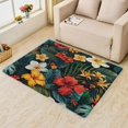 thumbnail image 1 of Hibiscus Rug, Tropical Flowers Leaves Area Rug 3x5, Tropical Plants Carpet, Entryway Rugs Bedroom, Fluffy Machine Washable Non-Slip Low-Pile Non-Shedding Rug for Kitchen, Indoor Outdoor Entrance Rugs, 1 of 7