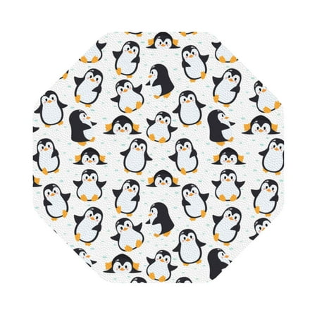 

Pofeuu whiter cute penguin Print Leather Coasters Set of 6 Round Cups Mugs Mat Pad for Home Kitchen Heat Resistant Drink Coasters Octagon